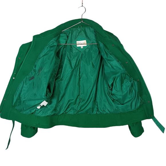 Vintage Winlit Women Jacket Size Medium Green Felt and Leather Panelsd - Picture 6 of 16